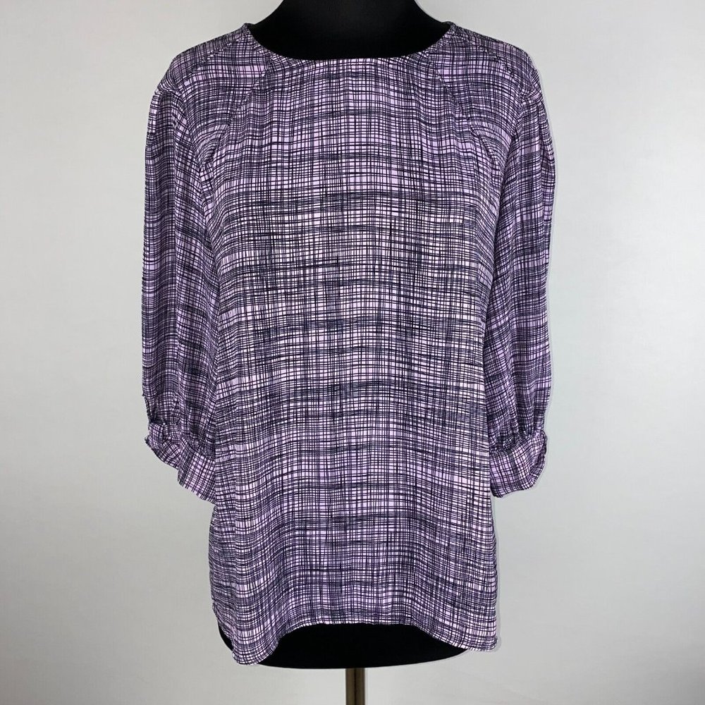 Worthington 3/4 Balloon Sleeve Keyhole Blouse Women's Size M Dressy Work Casual